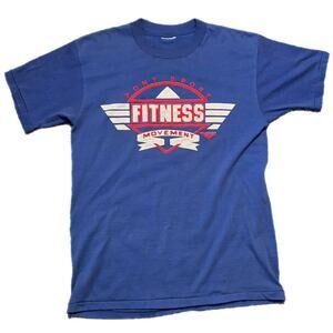 80s blue and red vintage Pony fitness tee (L)